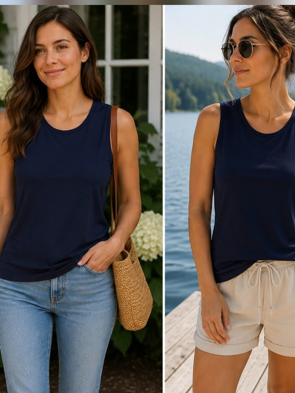 L.L.BEAN DARK BLUE COTTON TANK TOP